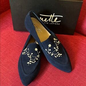 Nanette Lepore Dark Blue Floral Loafers